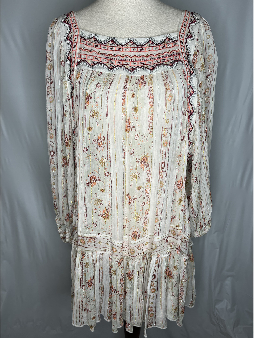 NWT Free People Women's Ivory Combo Dress Size Small